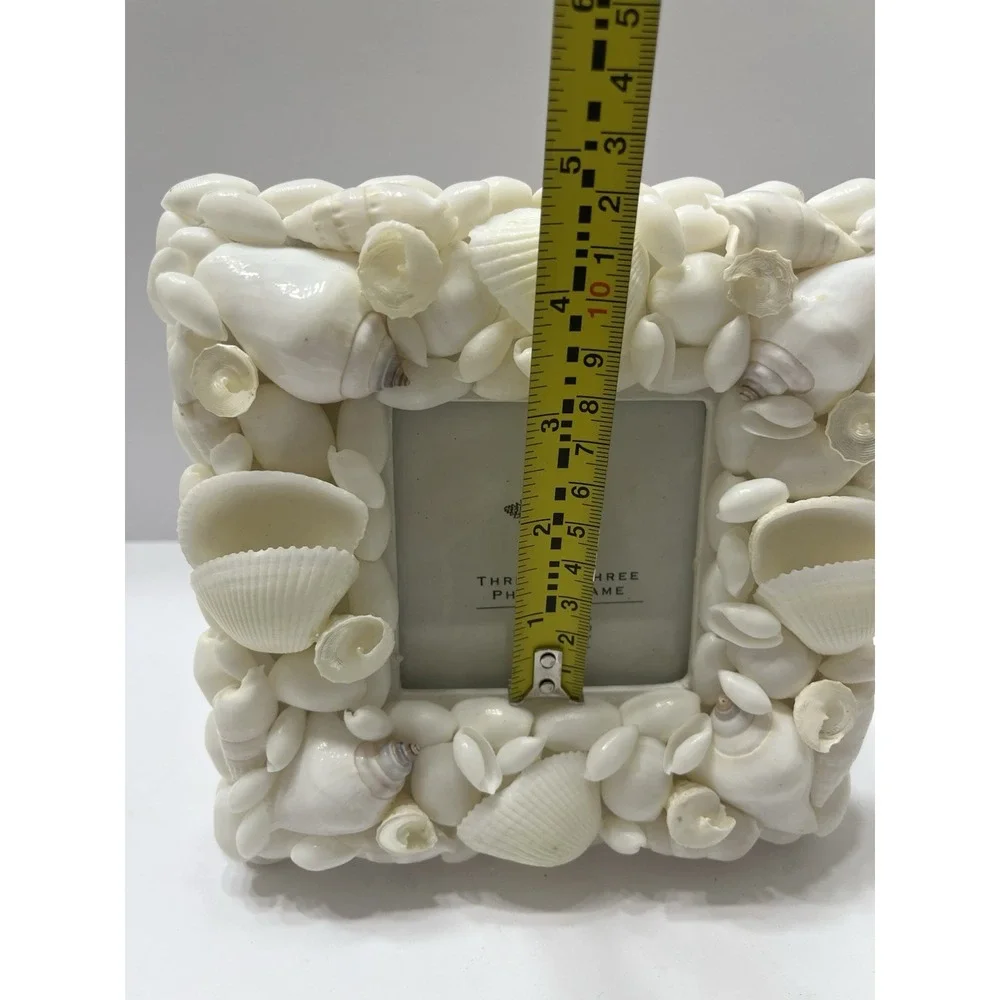 Twos Company White Sea Shell Picture Frame Nautical Shells for 3x3
